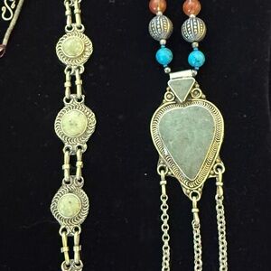 Gold and Turquoise Pendant Necklace